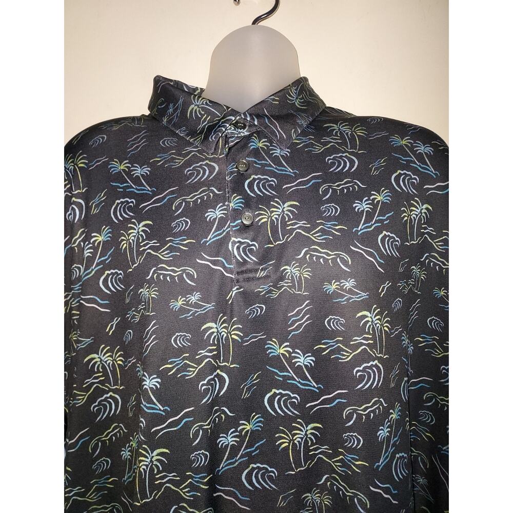 Ben Hogan Men's Golf Polo 3XL Short Sleeve Shirt Performance Palm Trees Black